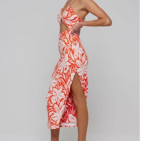 RESA Nikki Dress Clementine Floral Resort Vacation Midi Dress Size L Summer - Picture 5 of 5